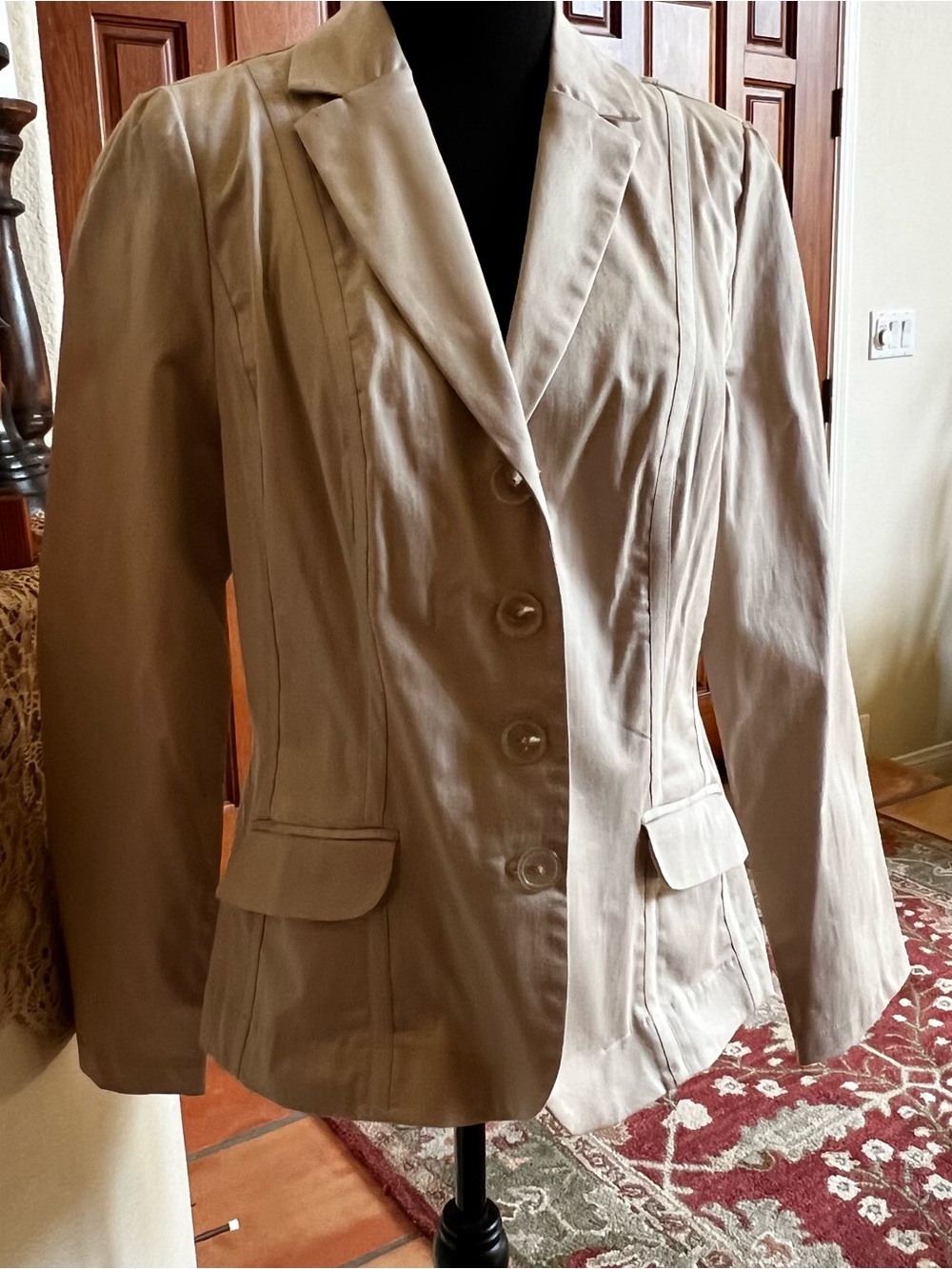 Ronen Chen Beige Women Blazer Size S Cotton Spandex